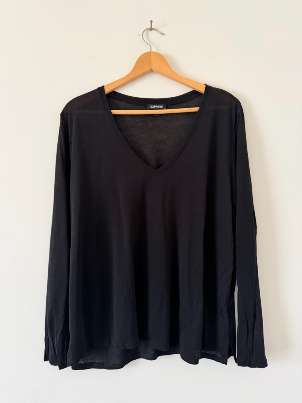 Express Black Long Sleeve V-Neck Tee